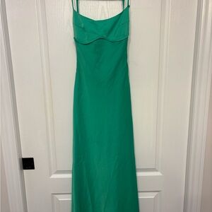 Green open back Dress